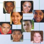 Photos of young people both male and female of varying races on a blue background