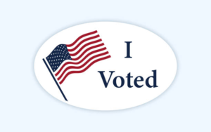 An "I Voted" sticker