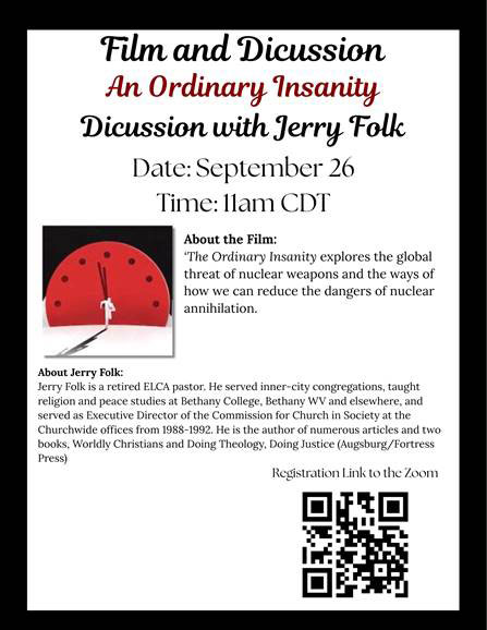 Flyer advertising film and discussion of "An Ordinary Insanity" with Jerry Folk